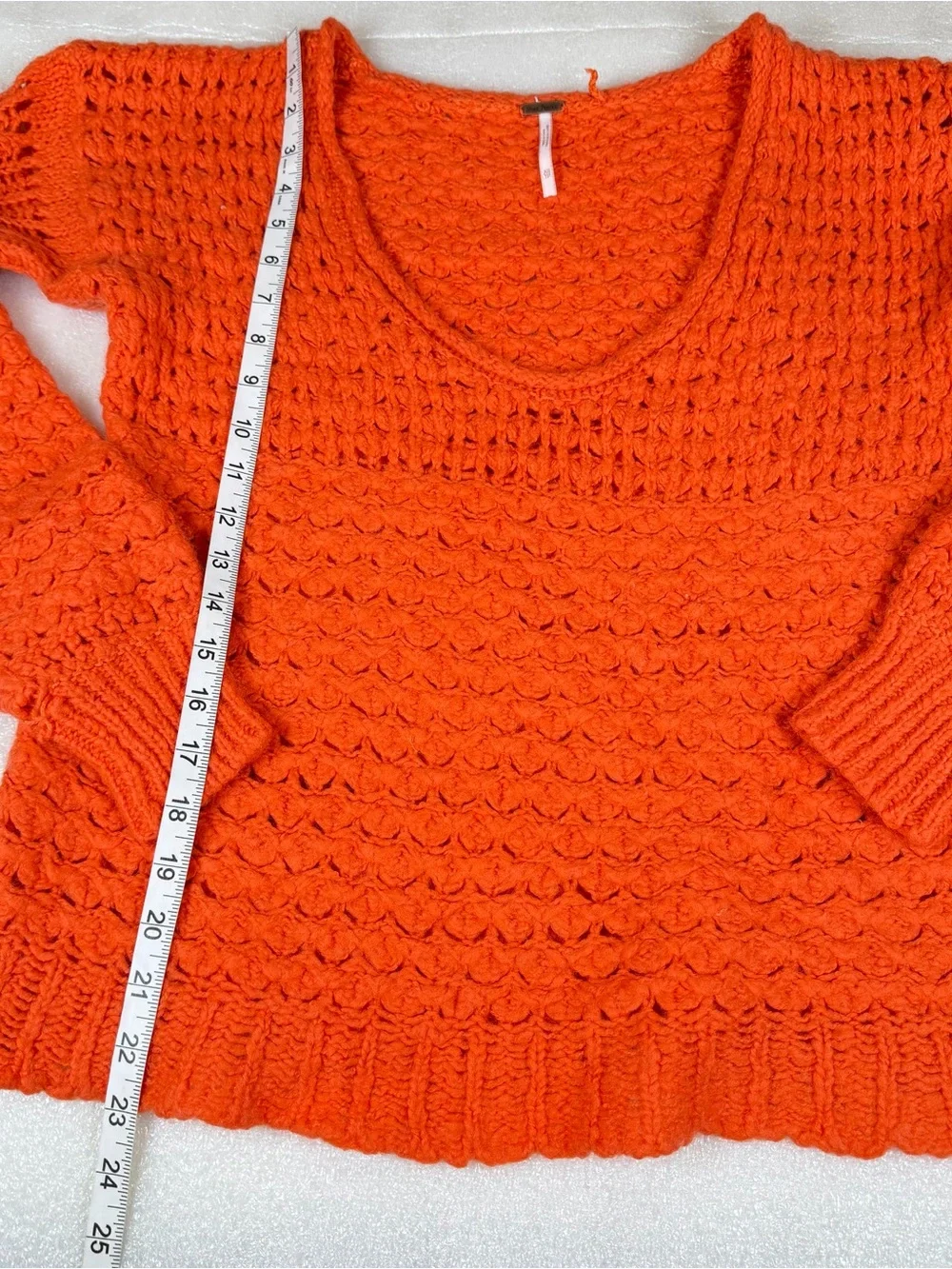 Women’s XS Free People Oversized Long Sleeve Orange Chunky Retro Sweater